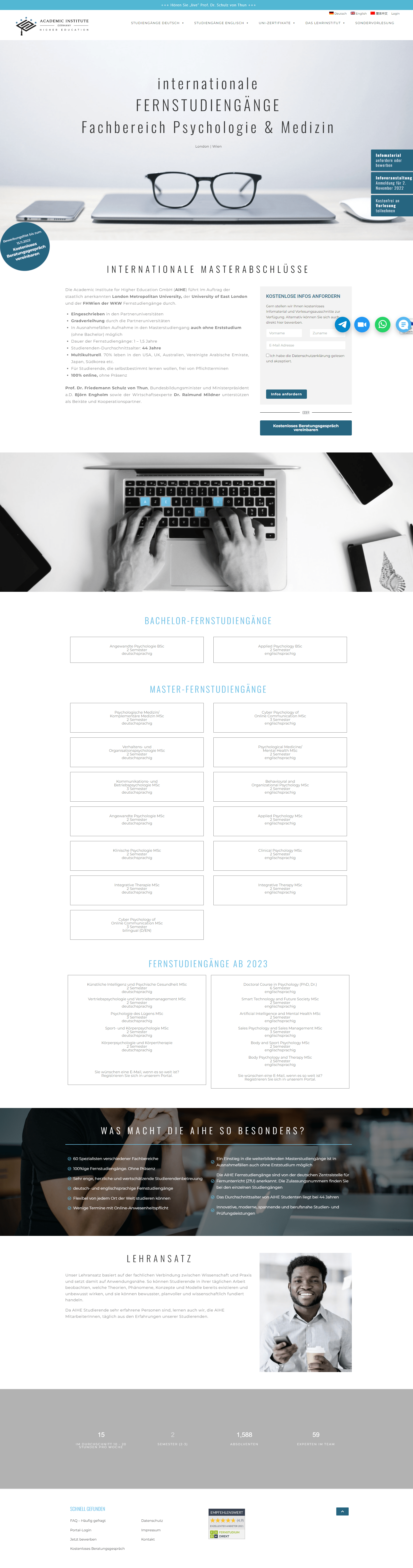 Webdesign Mockup: Academic Institute