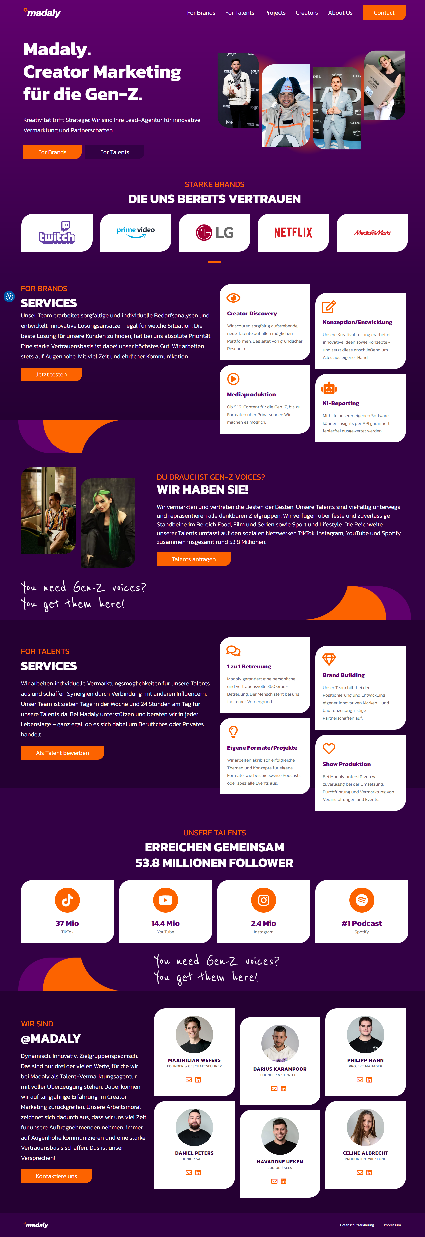 Screenshot der Madaly Website