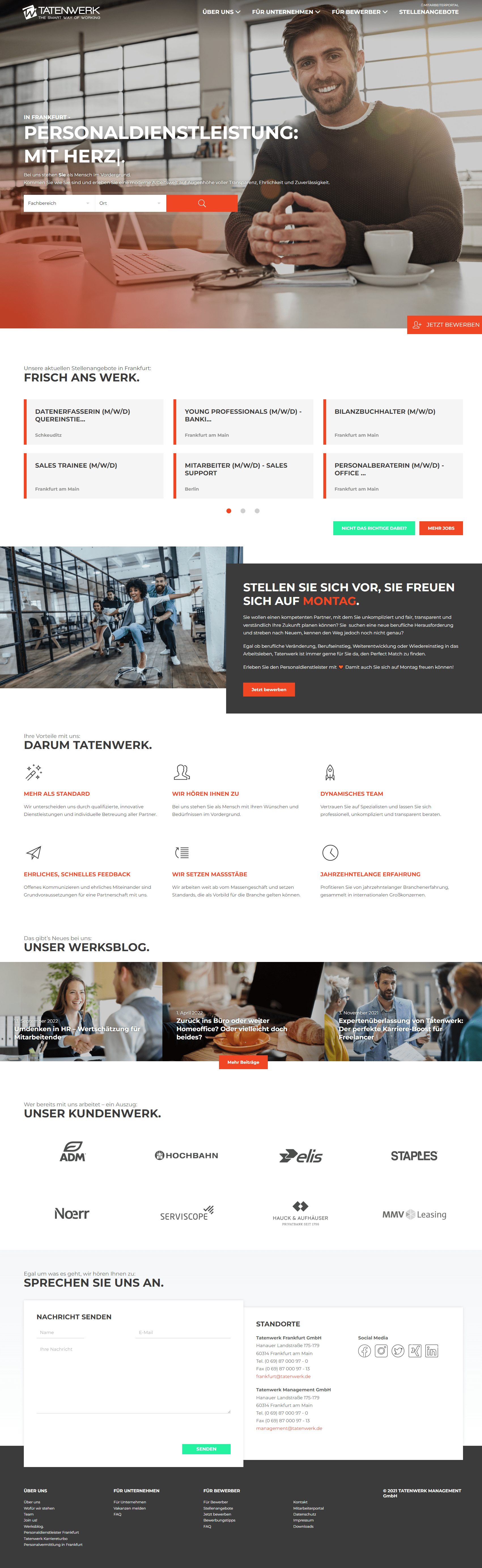 Webdesign Mockup: Tatenwerk